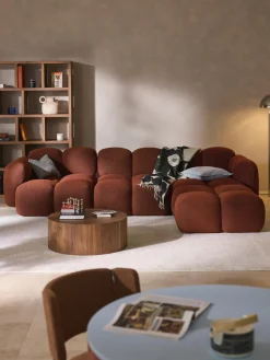 Sofás Rinconeras|Sofás>Westwing Collection Sofá modular en tejido bouclé con reposapiés Tayla (4 plazas) Bouclé terracota