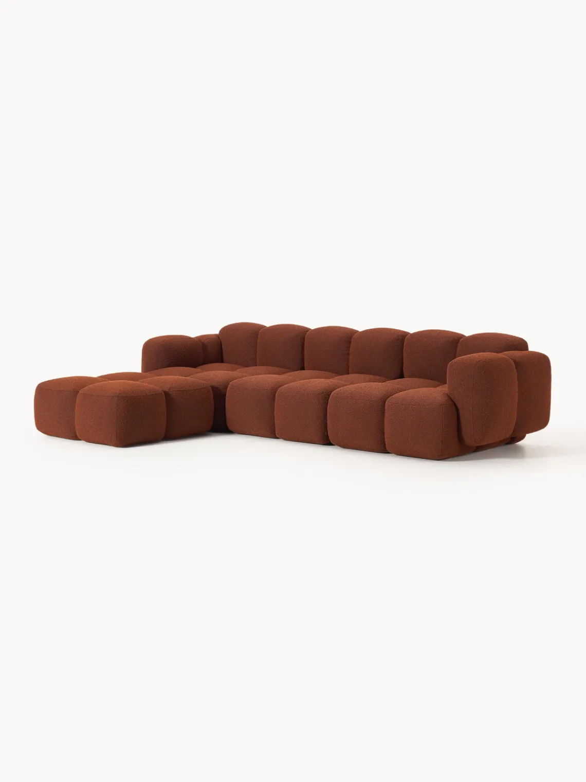 Sofás Rinconeras|Sofás>Westwing Collection Sofá modular en tejido bouclé con reposapiés Tayla (4 plazas) Bouclé terracota