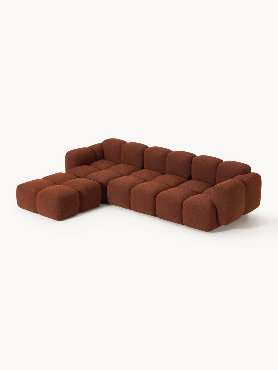 Sofás Rinconeras|Sofás>Westwing Collection Sofá modular en tejido bouclé con reposapiés Tayla (4 plazas) Bouclé terracota