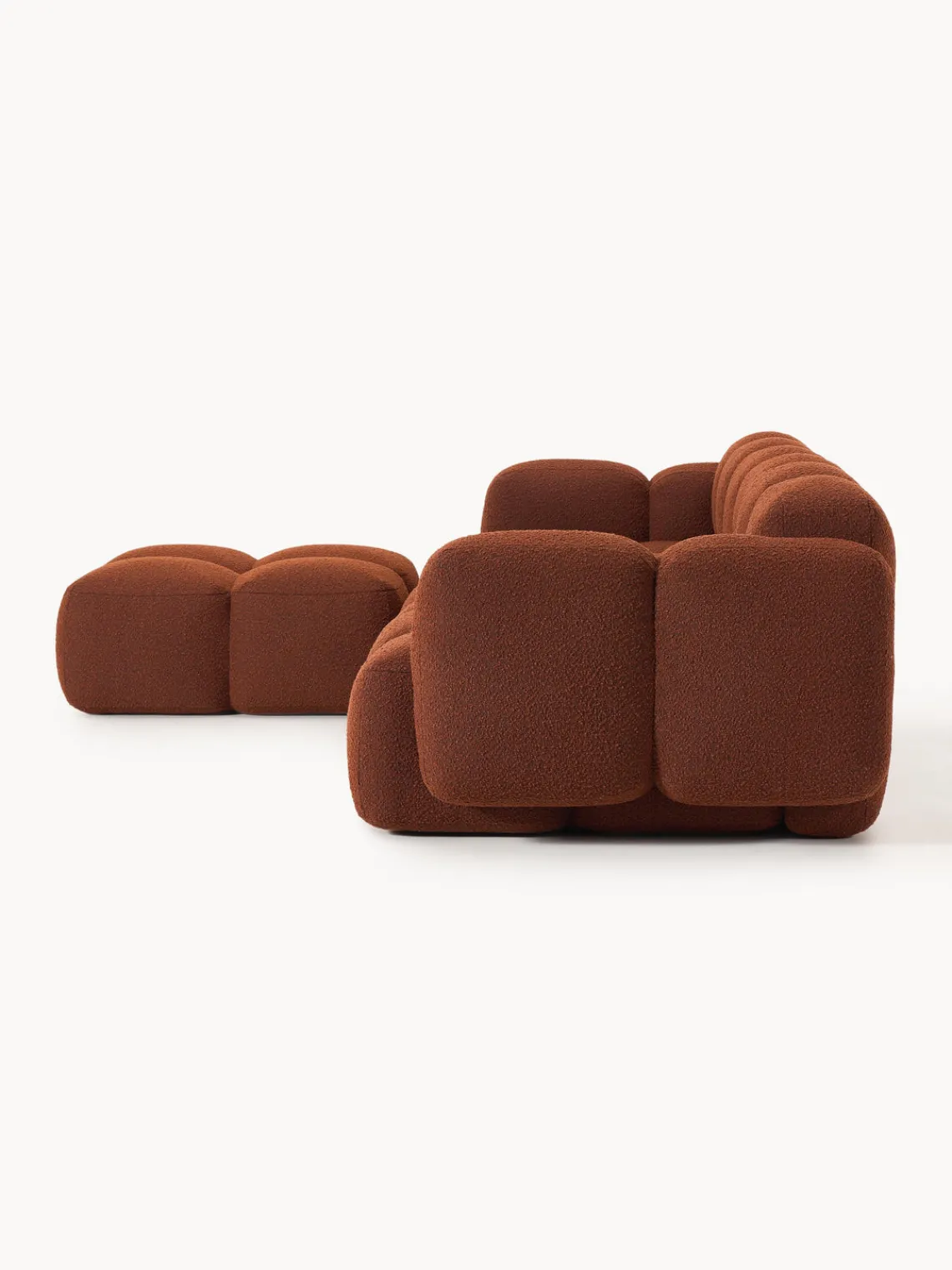 Sofás Rinconeras|Sofás>Westwing Collection Sofá modular en tejido bouclé con reposapiés Tayla (4 plazas) Bouclé terracota