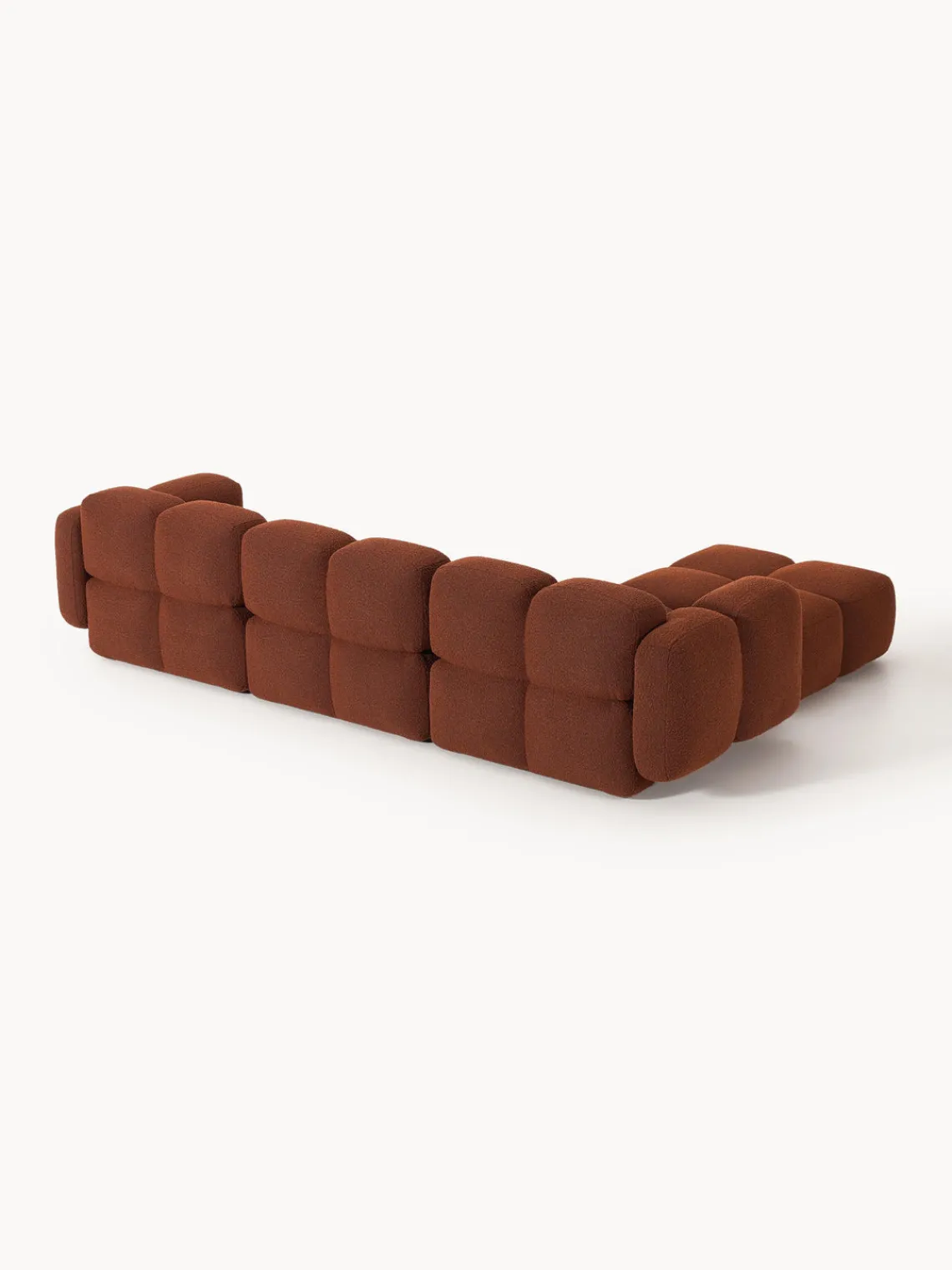 Sofás Rinconeras|Sofás>Westwing Collection Sofá modular en tejido bouclé con reposapiés Tayla (4 plazas) Bouclé terracota