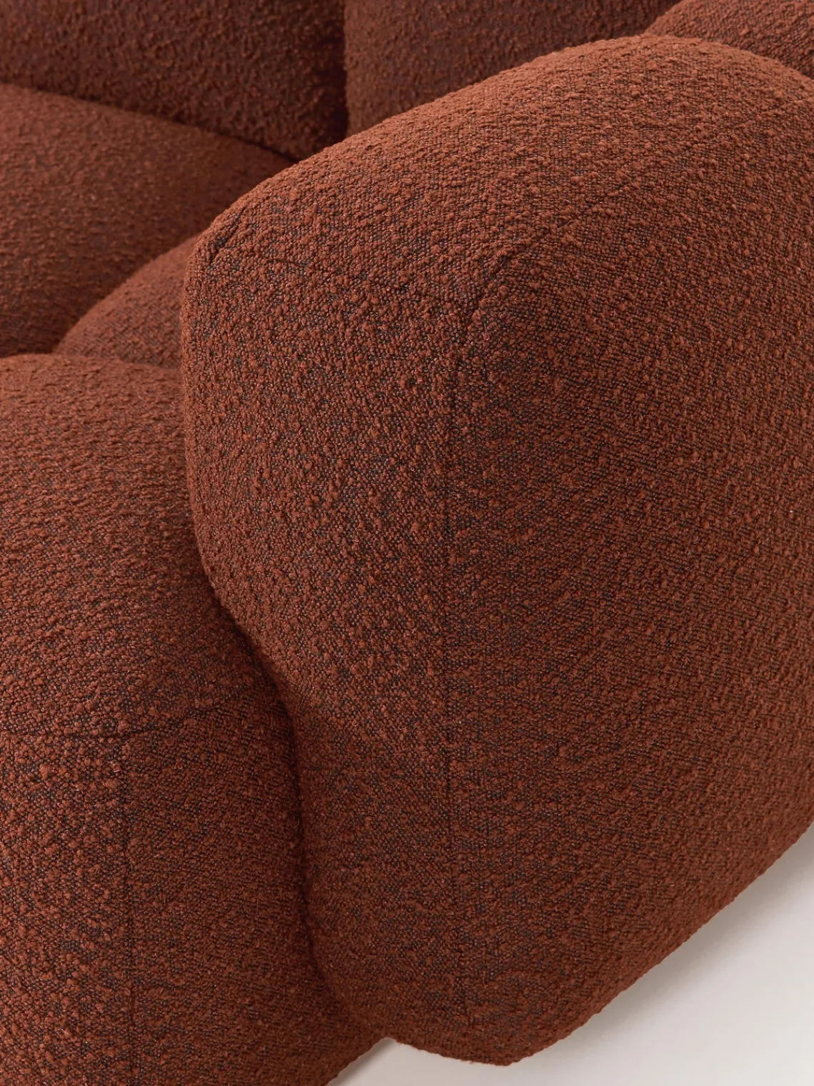 Sofás Rinconeras|Sofás>Westwing Collection Sofá modular en tejido bouclé con reposapiés Tayla (4 plazas) Bouclé terracota