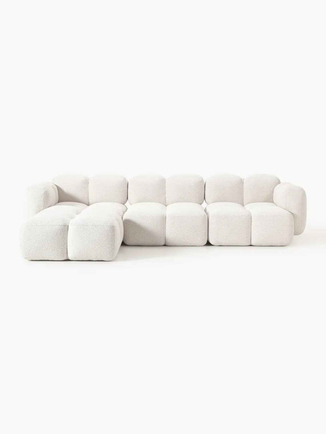 Sofás Rinconeras|Sofás>Westwing Collection Sofá modular en tejido bouclé con reposapiés Tayla (4 plazas) Bouclé blanco Off White