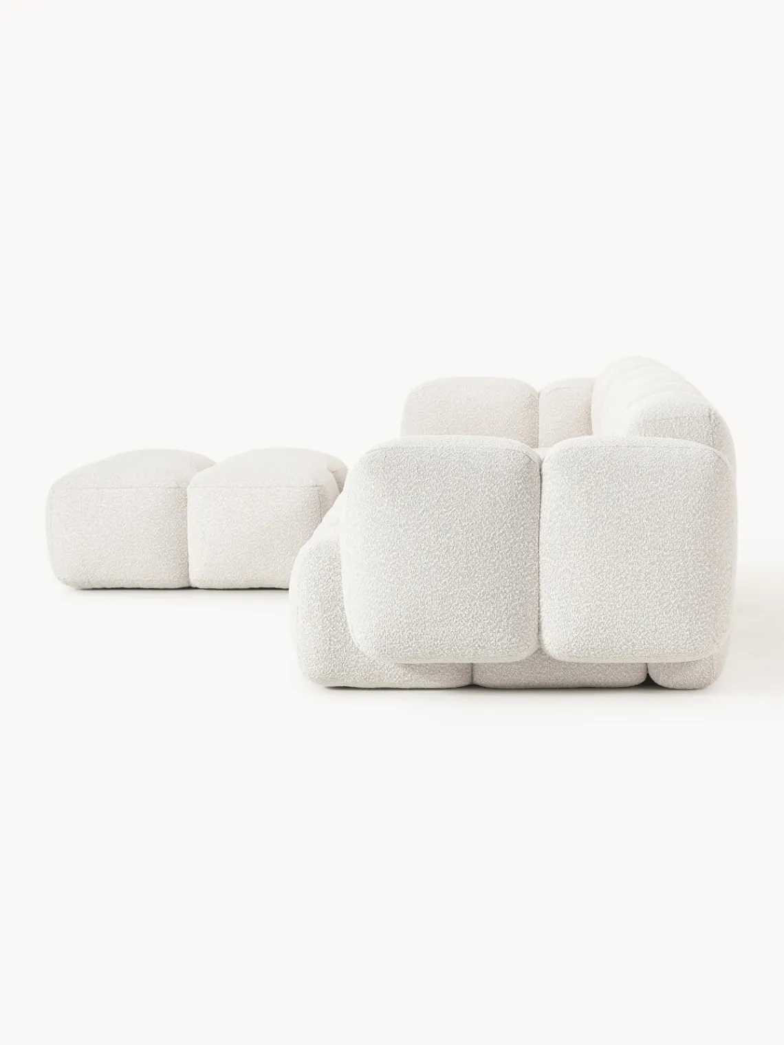 Sofás Rinconeras|Sofás>Westwing Collection Sofá modular en tejido bouclé con reposapiés Tayla (4 plazas) Bouclé blanco Off White