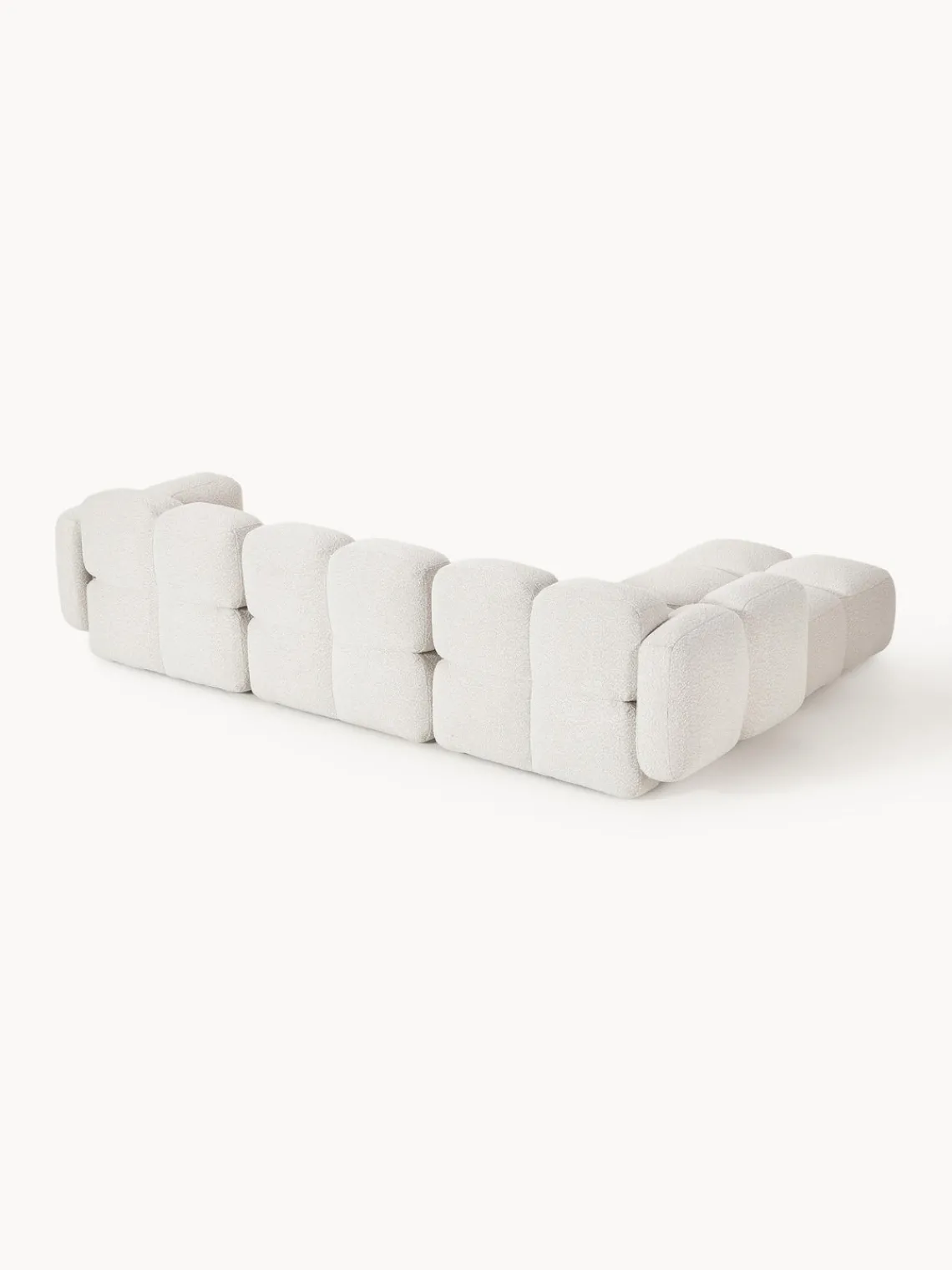 Sofás Rinconeras|Sofás>Westwing Collection Sofá modular en tejido bouclé con reposapiés Tayla (4 plazas) Bouclé blanco Off White