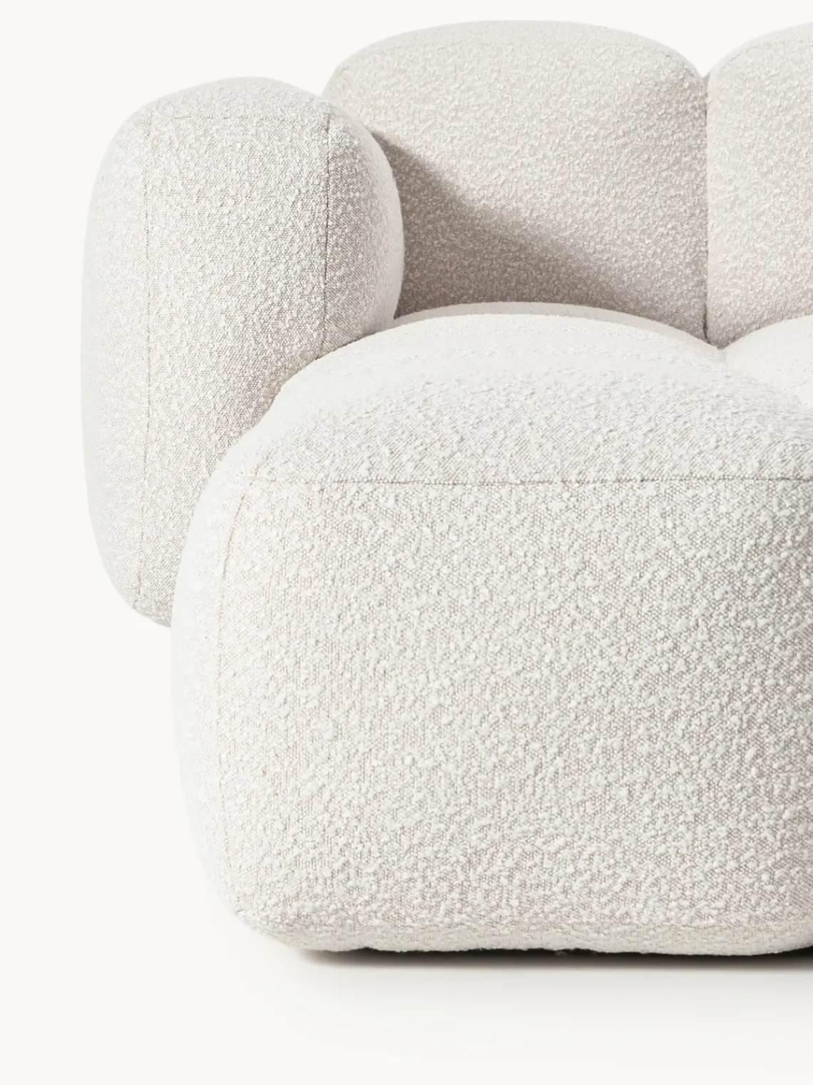 Sofás Rinconeras|Sofás>Westwing Collection Sofá modular en tejido bouclé con reposapiés Tayla (4 plazas) Bouclé blanco Off White