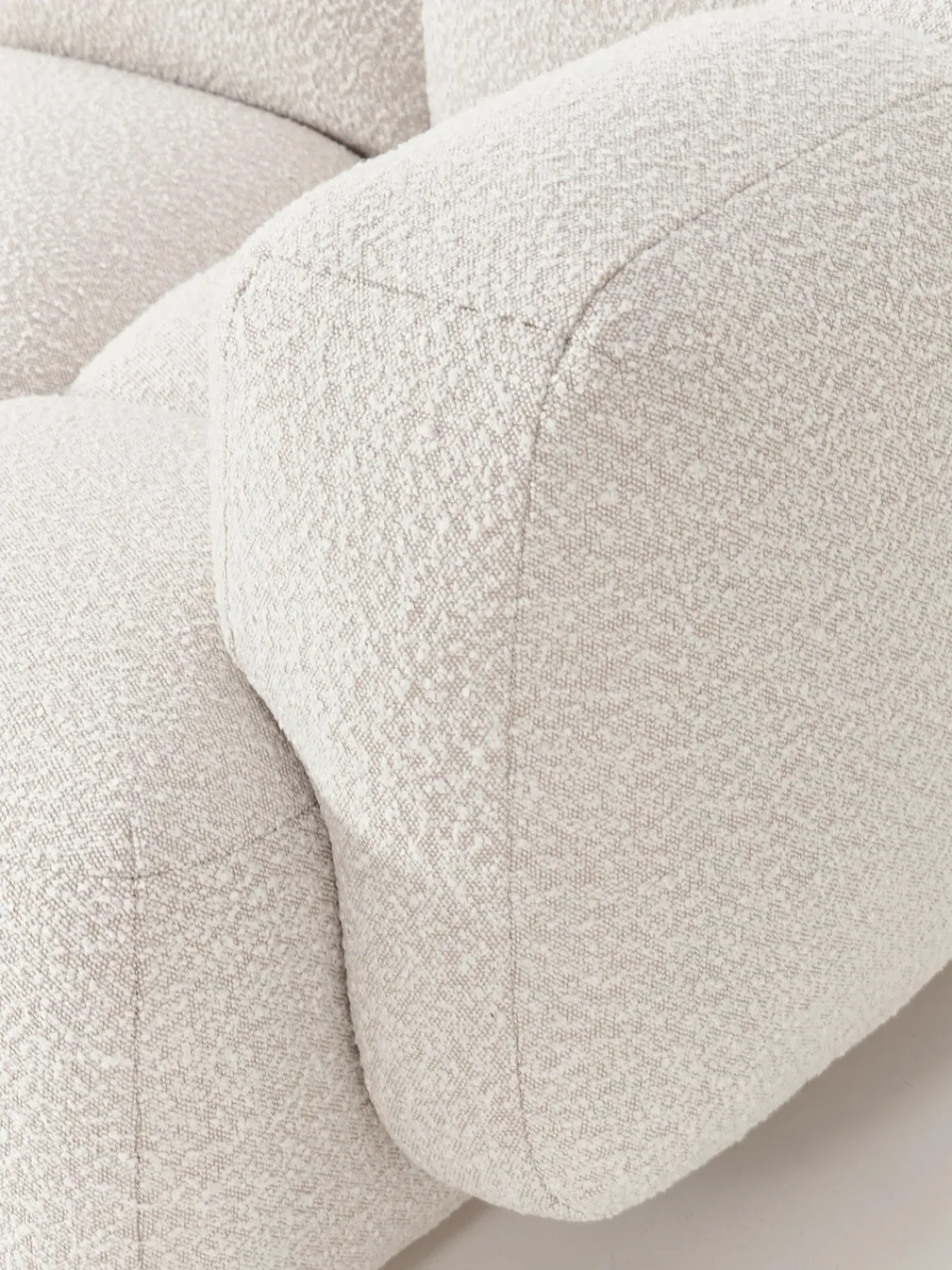 Sofás Rinconeras|Sofás>Westwing Collection Sofá modular en tejido bouclé con reposapiés Tayla (4 plazas) Bouclé blanco Off White