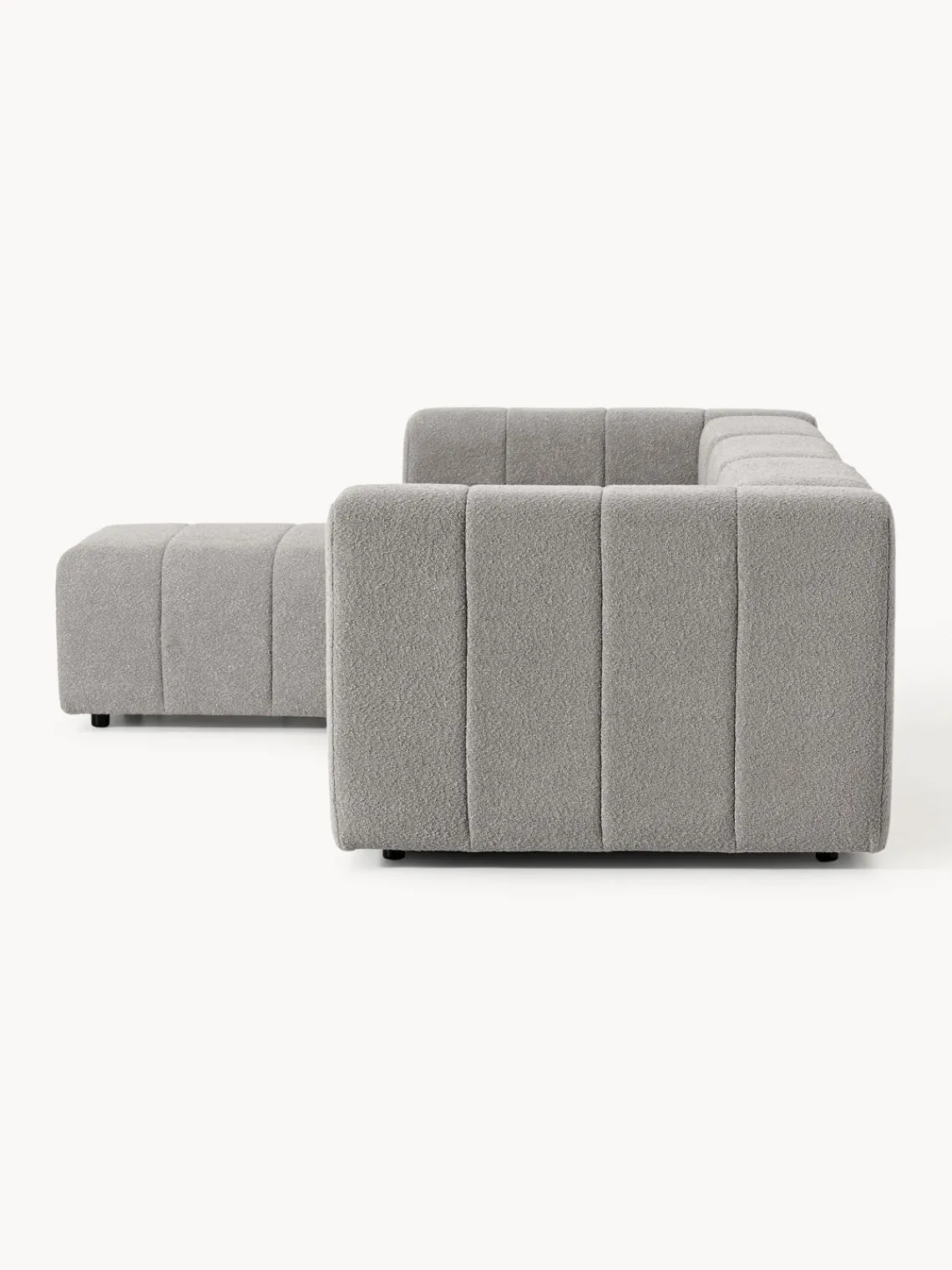 Sofás Rinconeras|Sofás>Westwing Collection Sofá modular en tejido bouclé con reposapiés izquierdo/derecho Lena (4 plazas) Bouclé gris