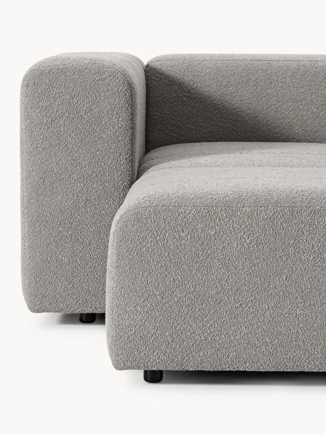 Sofás Rinconeras|Sofás>Westwing Collection Sofá modular en tejido bouclé con reposapiés izquierdo/derecho Lena (4 plazas) Bouclé gris