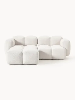 Sofás Rinconeras|Sofás>Westwing Collection Sofá modular en tejido bouclé con reposapiés Tayla (3 plazas) Bouclé blanco Off White