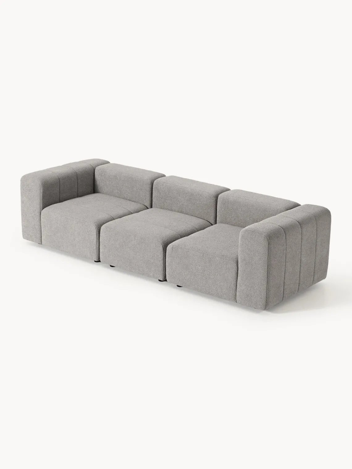 Sofás 3 Plazas|Sofás>Westwing Collection Sofá modular en tejido bouclé Lena (4 plazas) Bouclé gris