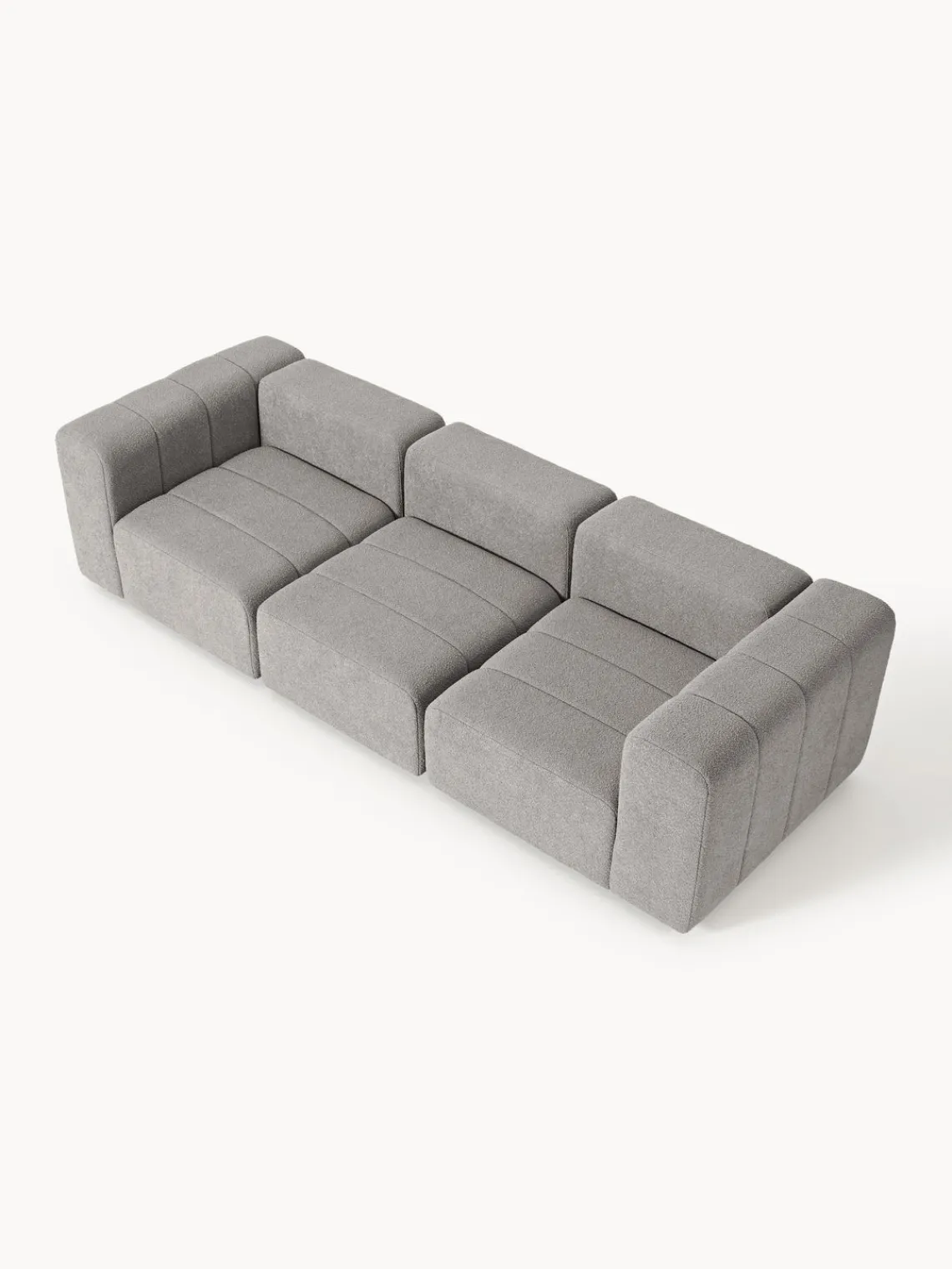 Sofás 3 Plazas|Sofás>Westwing Collection Sofá modular en tejido bouclé Lena (4 plazas) Bouclé gris