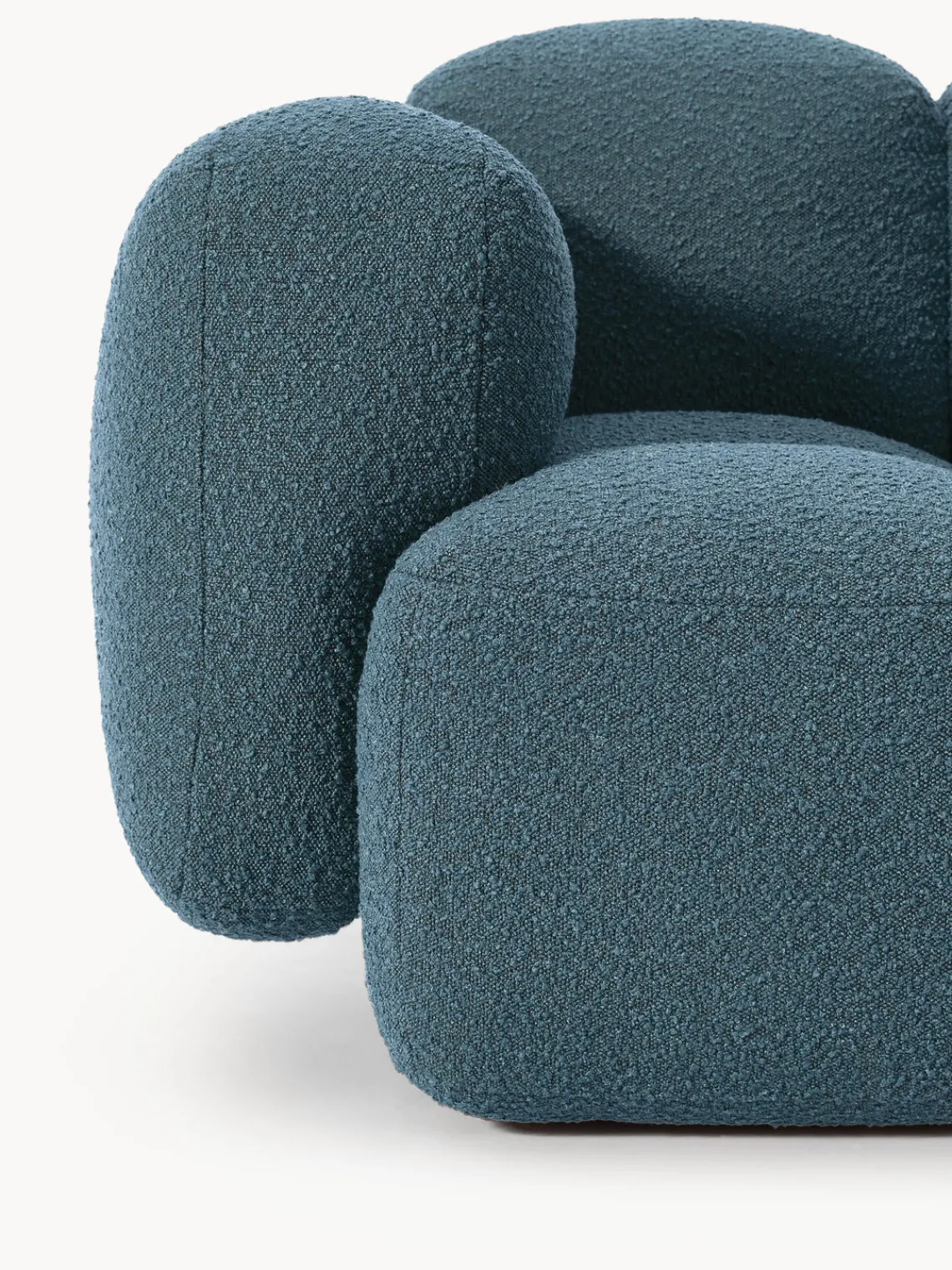 Sofás Rinconeras|Sofás>Westwing Collection Sofá modular en tejido bouclé con reposapiés Tayla (4 plazas) Bouclé gris azulado