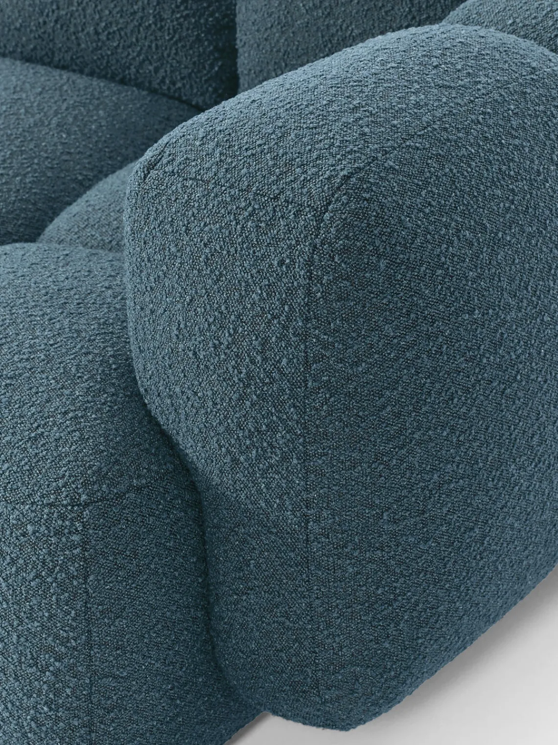 Sofás Rinconeras|Sofás>Westwing Collection Sofá modular en tejido bouclé con reposapiés Tayla (4 plazas) Bouclé gris azulado