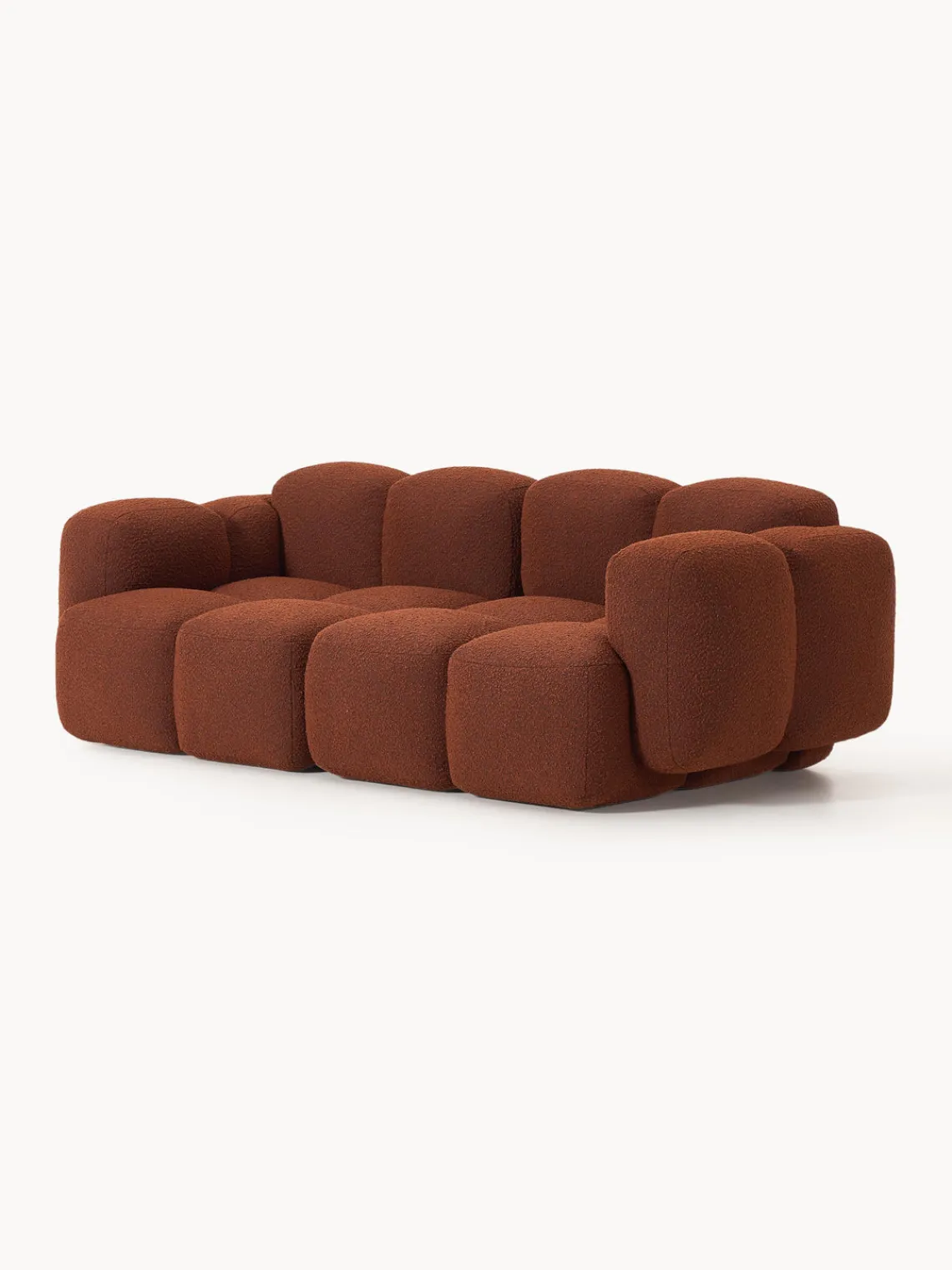 Sofás 3 Plazas|Sofás>Westwing Collection Sofá modular en tejido bouclé Tayla (3 plazas) Bouclé terracota