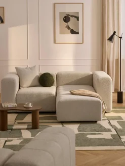 Clearance Sofá modular en tejido bouclé con reposapiés izquierdo/derecho Lena (3 plazas) Sofás Rinconeras|Sofás