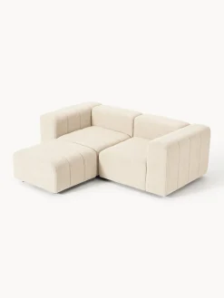 Clearance Sofá modular en tejido bouclé con reposapiés izquierdo/derecho Lena (3 plazas) Sofás Rinconeras|Sofás