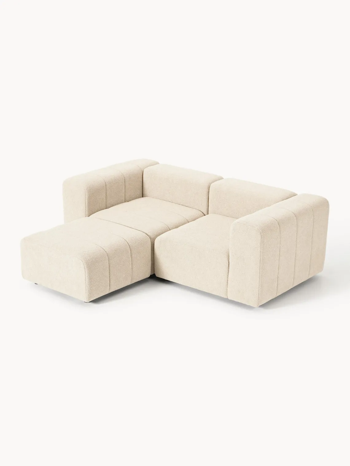 Clearance Sofá modular en tejido bouclé con reposapiés izquierdo/derecho Lena (3 plazas) Sofás Rinconeras|Sofás