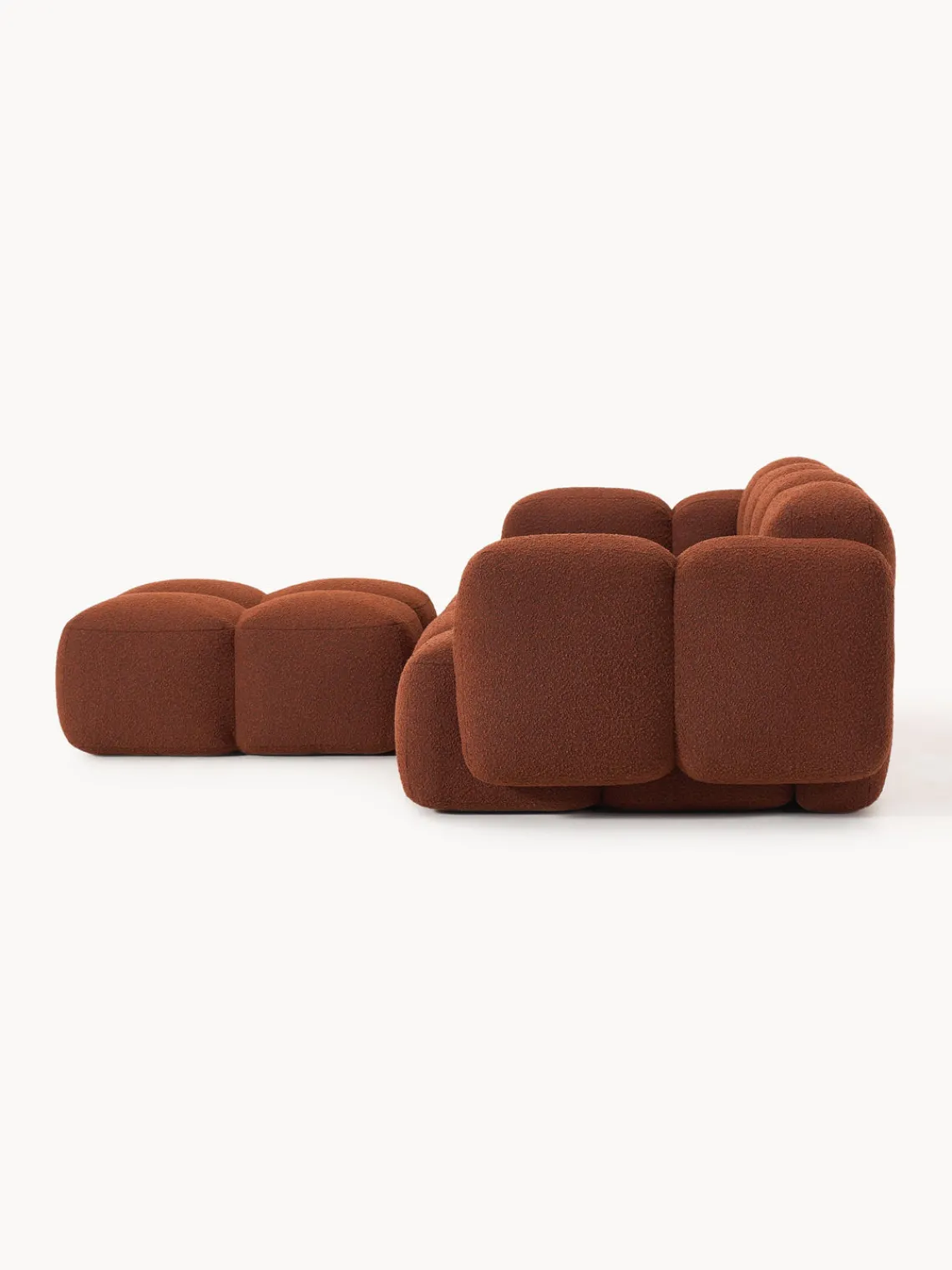 Sofá modular en tejido bouclé con reposapiés Tayla (3 plazas) Sofás Rinconeras|Sofás