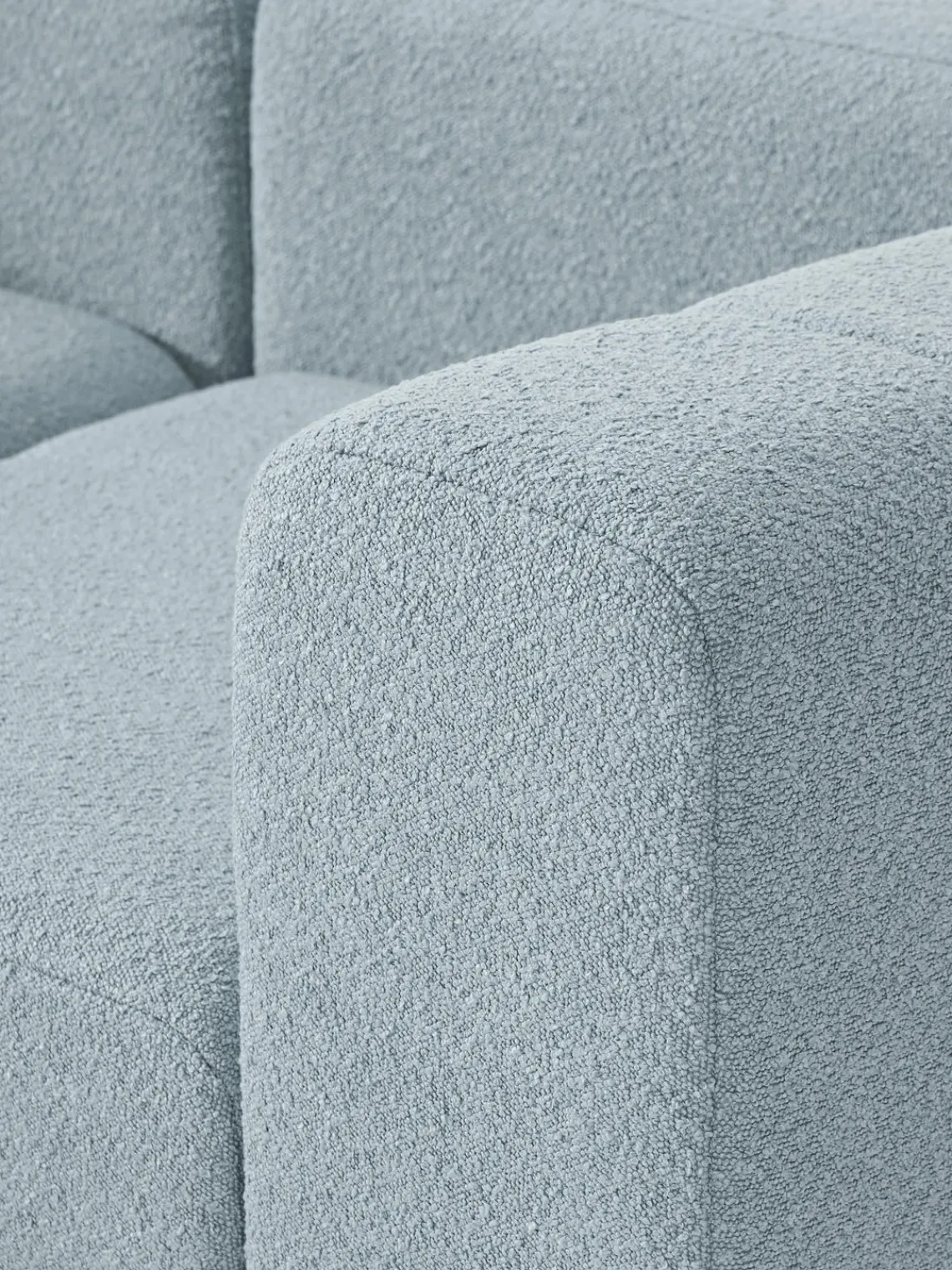 Sofás Rinconeras|Sofás>Westwing Collection Sofá modular en tejido bouclé Lena (3 plazas), con reposapiés Bouclé azul claro