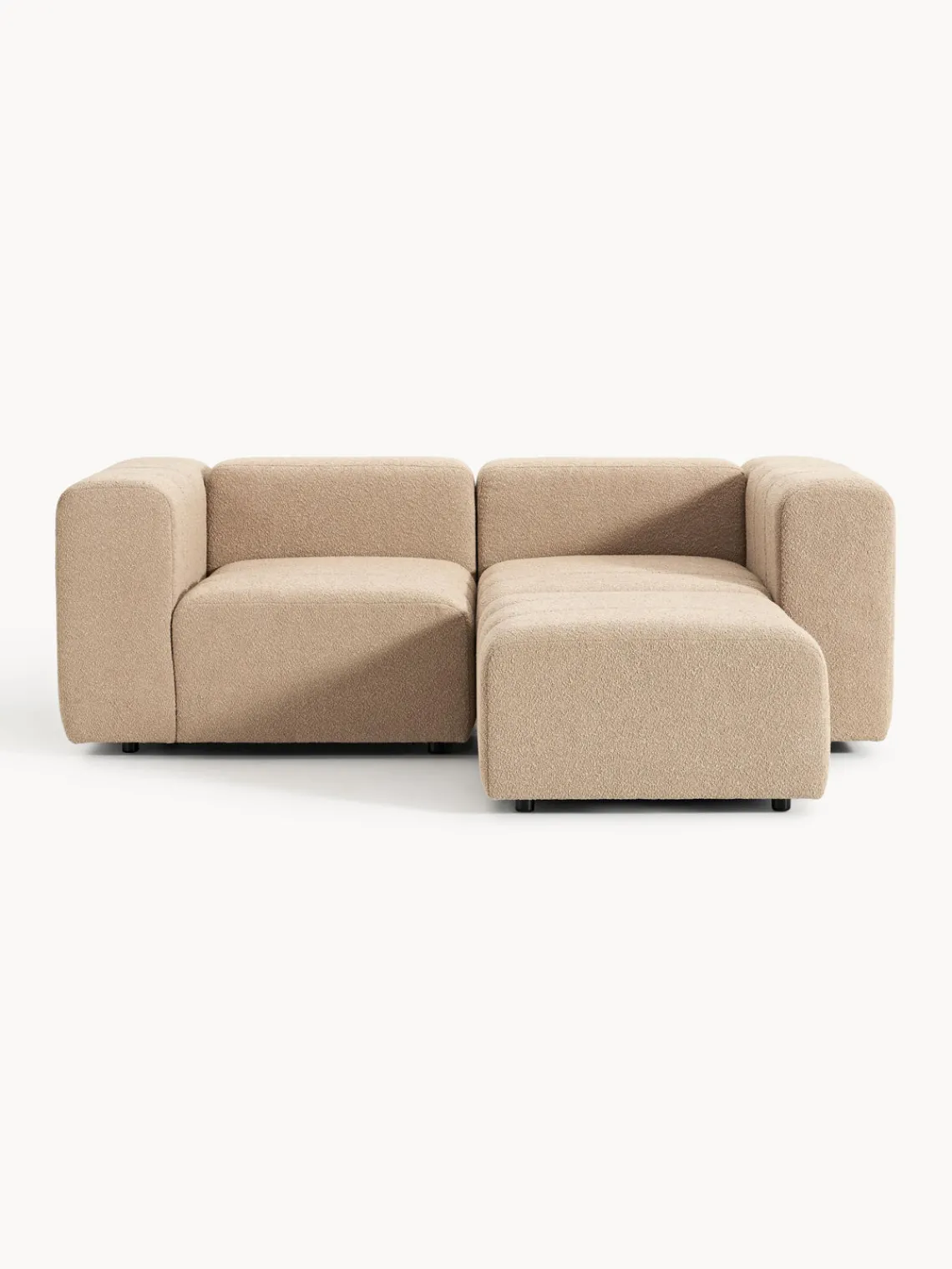 Sofás Rinconeras|Sofás>Westwing Collection Sofá modular en tejido bouclé con reposapiés izquierdo/derecho Lena (3 plazas) Bouclé beige