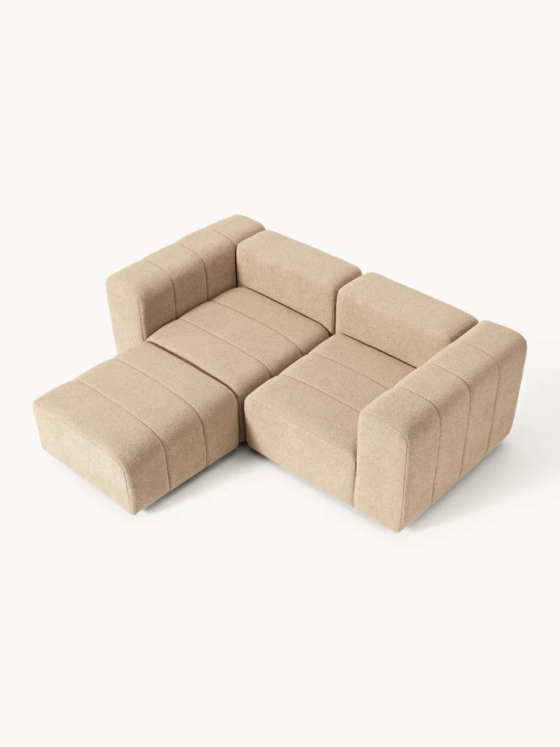 Sofás Rinconeras|Sofás>Westwing Collection Sofá modular en tejido bouclé con reposapiés izquierdo/derecho Lena (3 plazas) Bouclé beige