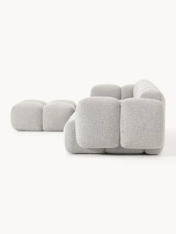 Clearance Sofá modular en tejido bouclé con reposapiés Tayla (4 plazas) Sofás Rinconeras|Sofás