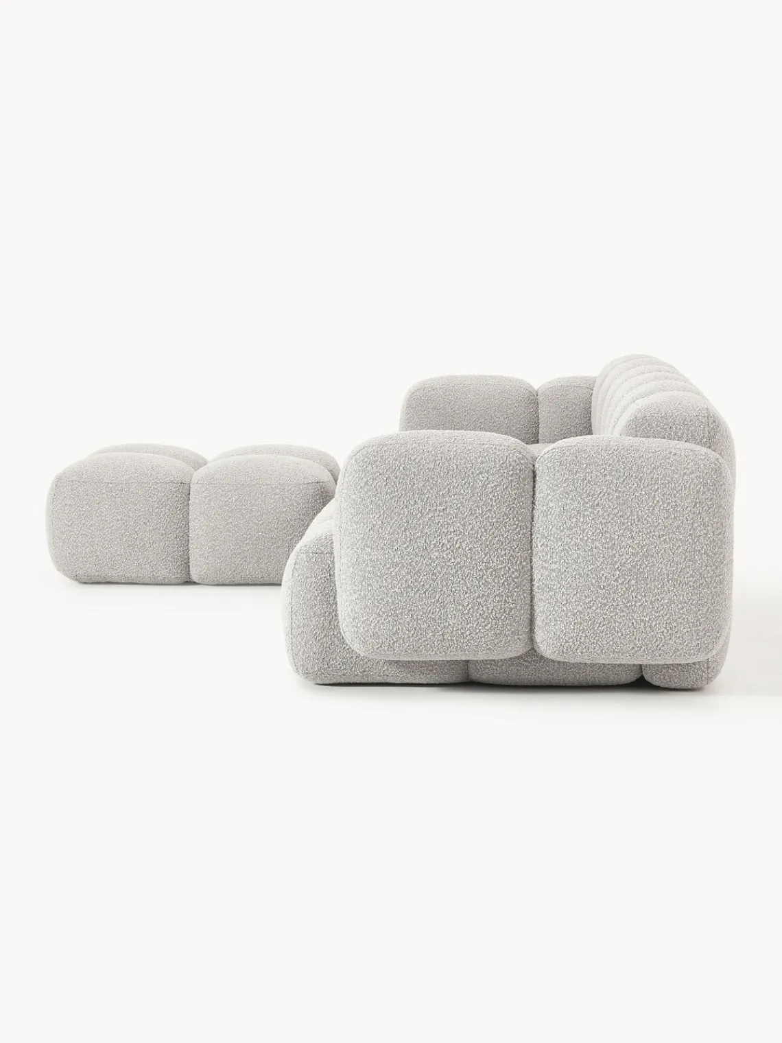 Clearance Sofá modular en tejido bouclé con reposapiés Tayla (4 plazas) Sofás Rinconeras|Sofás