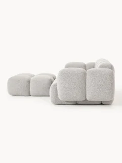 New Sofá modular en tejido bouclé con reposapiés Tayla (3 plazas) Sofás Rinconeras|Sofás