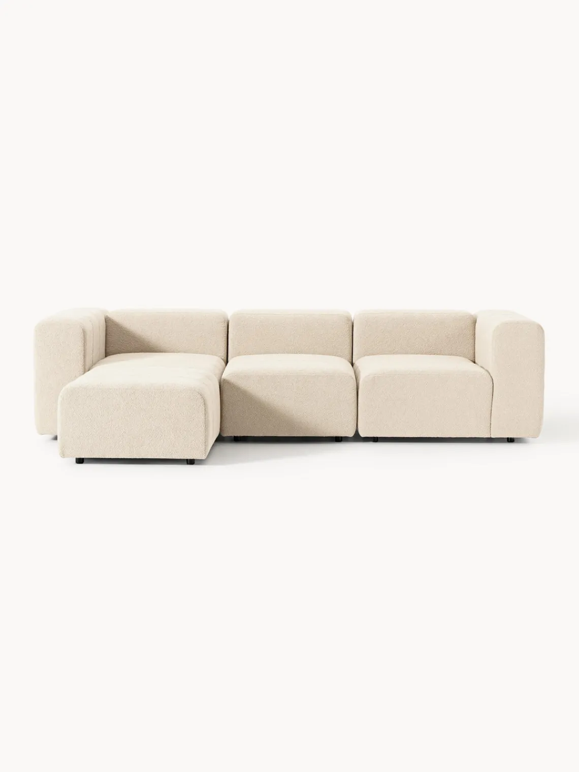 Sofás Rinconeras|Sofás>Westwing Collection Sofá modular en tejido bouclé con reposapiés izquierdo/derecho Lena (4 plazas) Bouclé beige