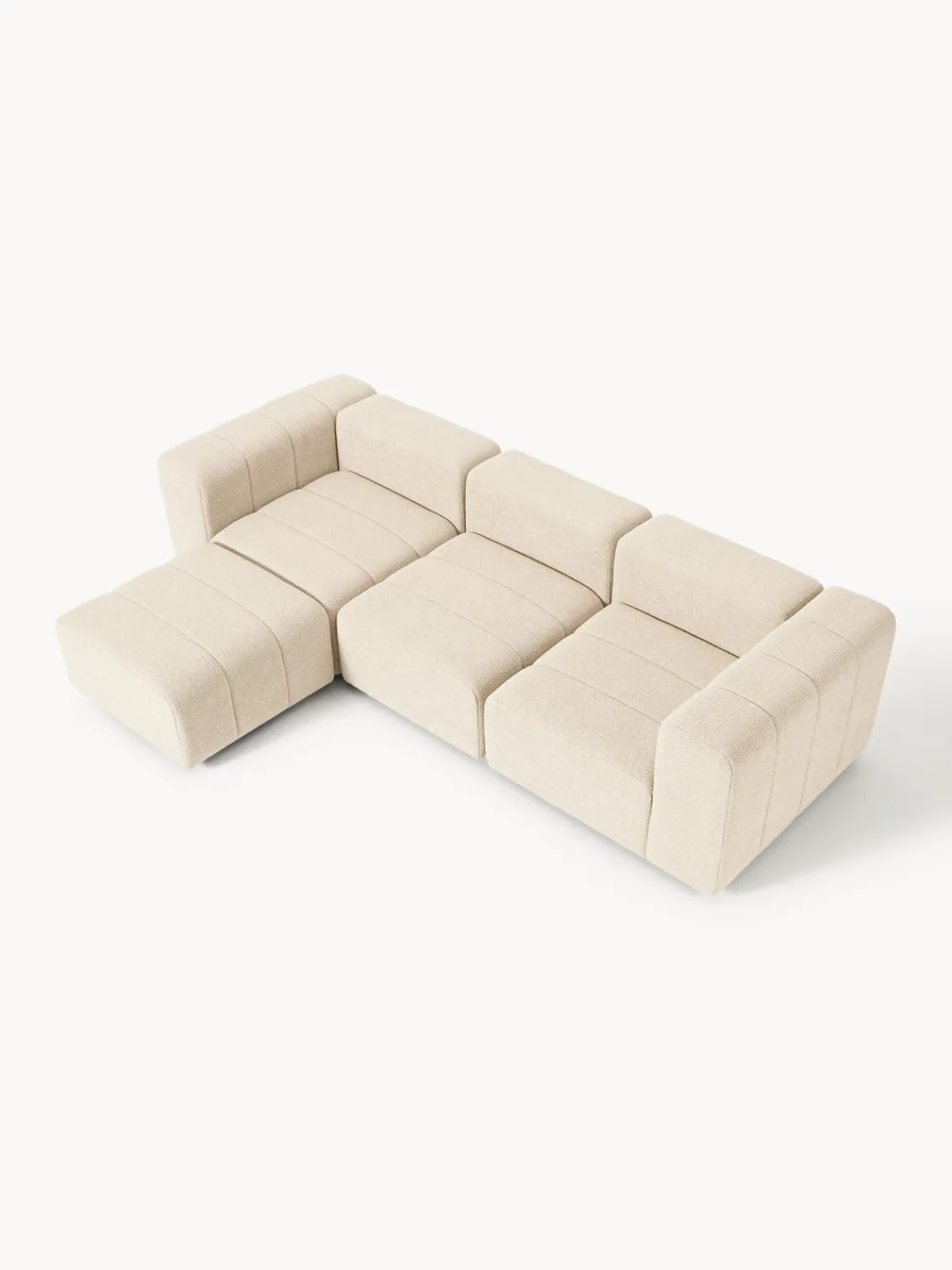 Sofás Rinconeras|Sofás>Westwing Collection Sofá modular en tejido bouclé con reposapiés izquierdo/derecho Lena (4 plazas) Bouclé beige