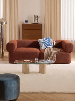 Sofás 3 Plazas|Sofás>Westwing Collection Sofá modular en tejido bouclé Anton (3 plazas) Bouclé terracota