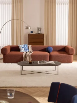 Sofás>Westwing Collection Sofá modular en tejido bouclé Anton (4 plazas) Bouclé terracota