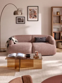 Sofás 2 Plazas|Sofás>Westwing Collection Sofá modular en tejido bouclé Sofia (2 plazas) Bouclé jaspeado, rojo óxido