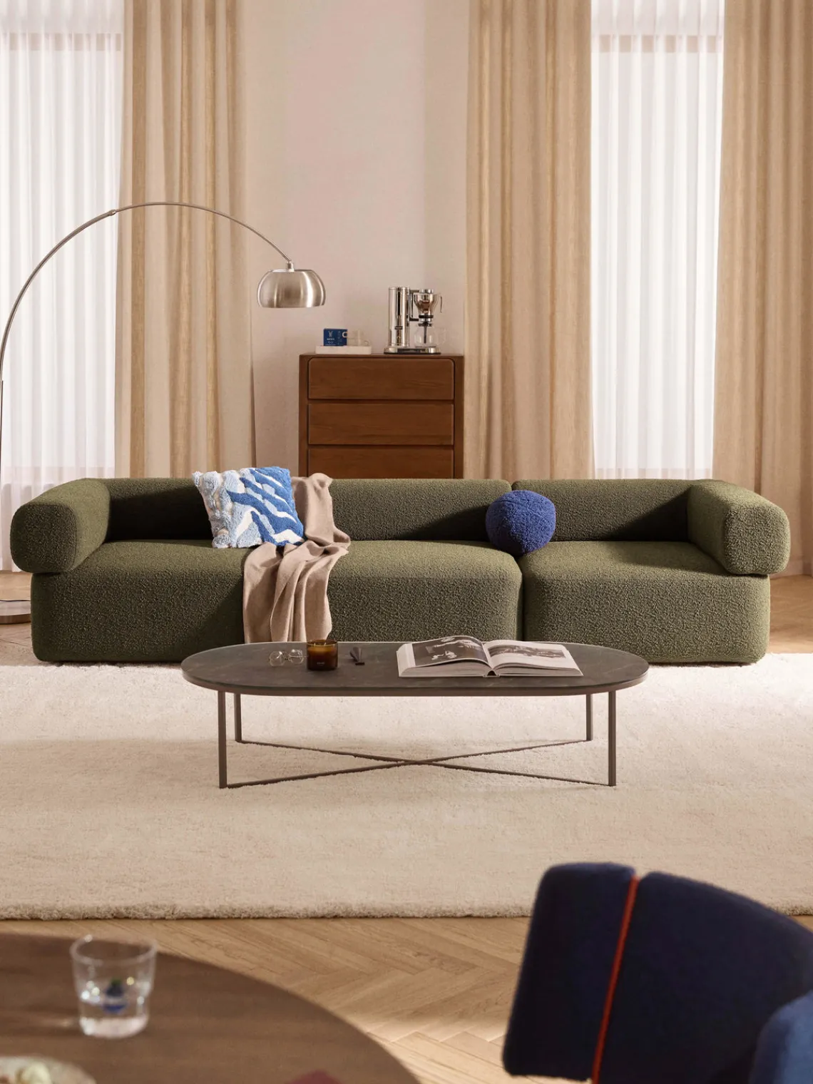 Clearance Sofá modular en tejido bouclé Anton (4 plazas) Sofás