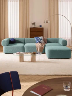 Sale Sofá modular en tejido bouclé Anton (4 plazas), con reposapiés (izquierda/derecha) Sofás