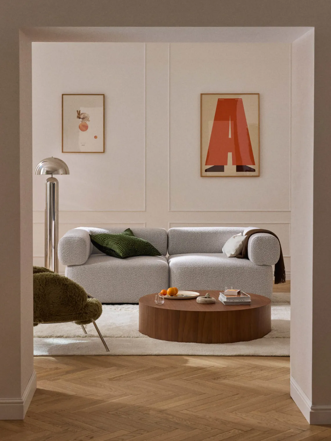 Sofás 3 Plazas|Sofás>Westwing Collection Sofá modular en tejido bouclé Anton (3 plazas) Bouclé taupe