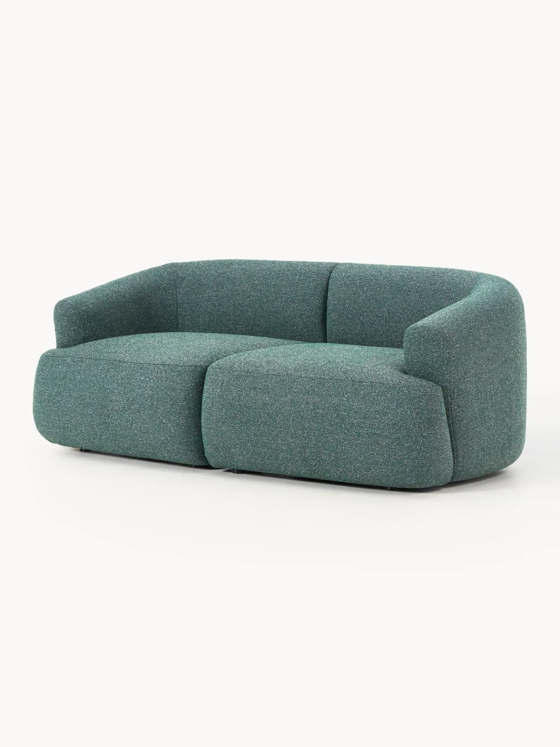 Sofás 2 Plazas|Sofás>Westwing Collection Sofá modular en tejido bouclé Sofia (2 plazas) Bouclé azul petróleo mélange