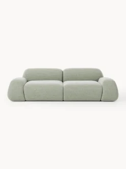 Sofás 3 Plazas|Sofás>Westwing Collection Sofá modular en tejido bouclé Wolke (3 plazas) Bouclé verde salvia