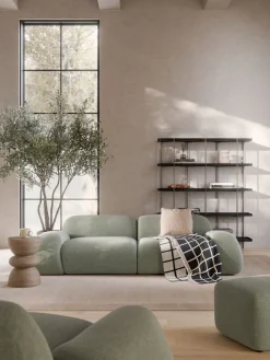 Sofás 3 Plazas|Sofás>Westwing Collection Sofá modular en tejido bouclé Wolke (3 plazas) Bouclé verde salvia