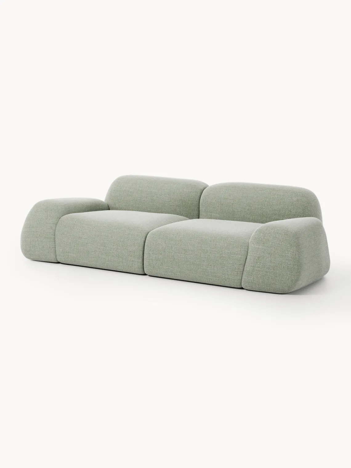 Sofás 3 Plazas|Sofás>Westwing Collection Sofá modular en tejido bouclé Wolke (3 plazas) Bouclé verde salvia