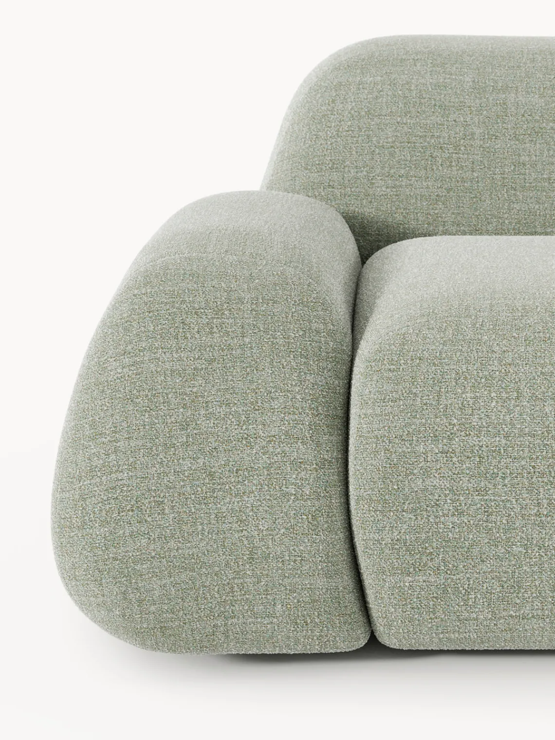 Sofás 3 Plazas|Sofás>Westwing Collection Sofá modular en tejido bouclé Wolke (3 plazas) Bouclé verde salvia
