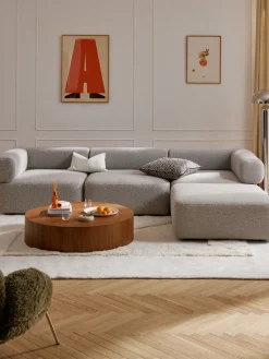 Discount Sofá modular en tejido bouclé Anton (4 plazas), con reposapiés (izquierda/derecha) Sofás