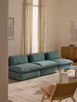 Sofás 3 Plazas|Sofás>Westwing Collection Sofá modular Felix (3 plazas) Tejido grueso verde turquesa