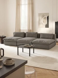 Sofás 3 Plazas|Sofás>Westwing Collection Sofá modular grande Felix (3 plazas) Tejido grueso gris oscuro