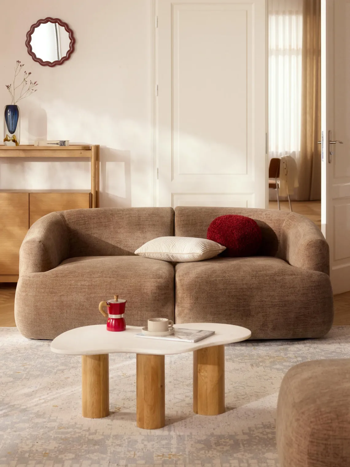 Sofás 2 Plazas|Sofás>Westwing Collection Sofá modular Sofia (2 plazas) Terciopelo marrón