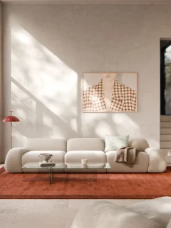 Sofás 3 Plazas|Sofás>Westwing Collection Sofá modular Wolke (4 plazas) Tejido beige claro, aterciopelado