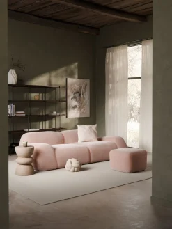 Sofás 3 Plazas|Sofás>Westwing Collection Sofá modular Wolke (3 plazas) Tejido de terciopelo rosa claro