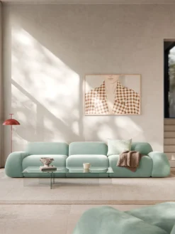 Sofás 3 Plazas|Sofás>Westwing Collection Sofá modular Wolke (4 plazas) Tejido verde menta, aterciopelado