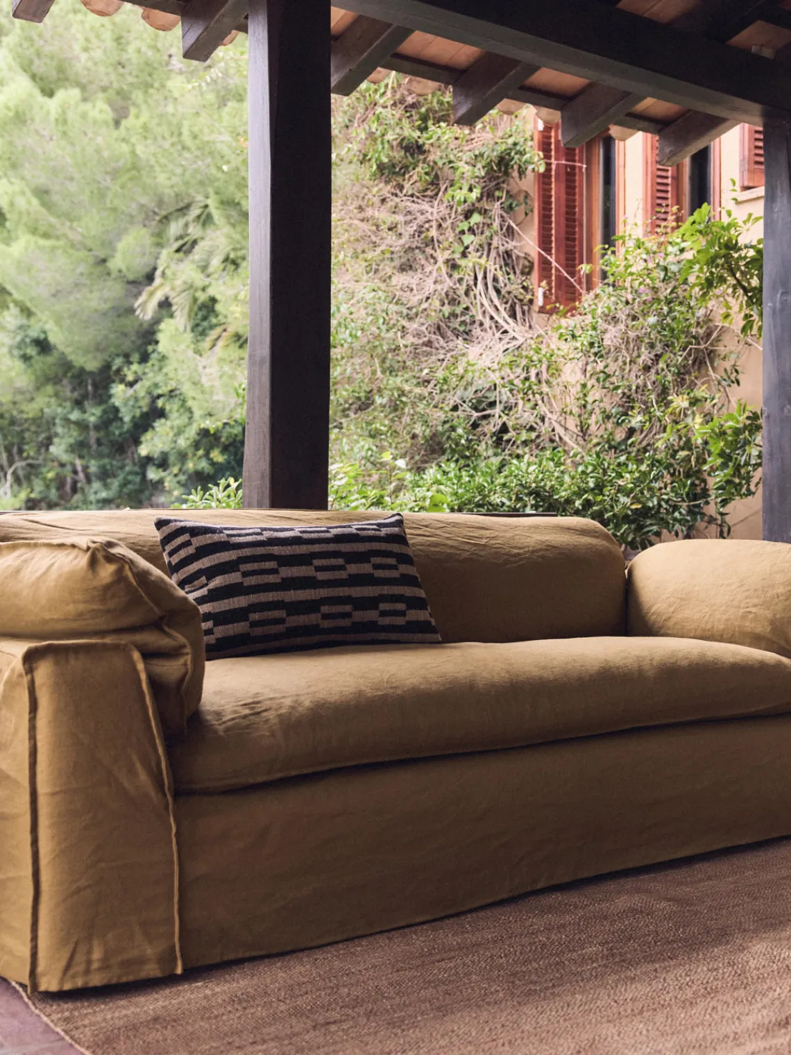 Sofás 3 Plazas|Sofás>HKLIVING Sofá Nomad: 305 cm - lino, (4 plazas) Ocre